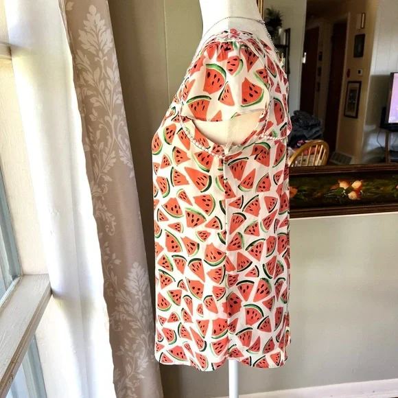 Maeve Watermelon Short Sleeve Blouse - Picture 2 of 5